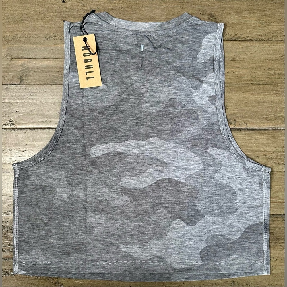 NOBULL Gray Camouflage Crop Tank Top with Black Logo - Picture 5 of 7